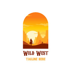 Wild West susnet and cowboy