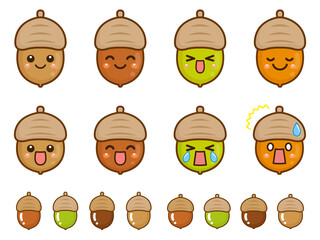 どんぐりのイラスト素材セット＿ベクター