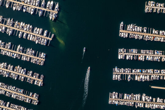 Aerial view of Strand boat association marina in Oslo - Powered by Adobe