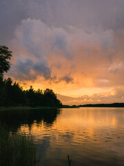 sunset over the lake