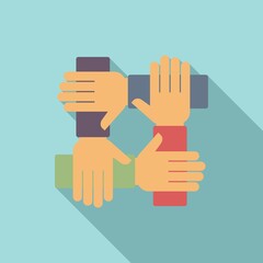 Reliability group icon flat vector. Social hand