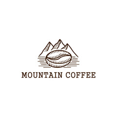 hand drawn coffee bean mountain logo