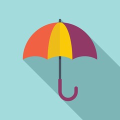 Kid umbrella icon flat vector. Autumn rain