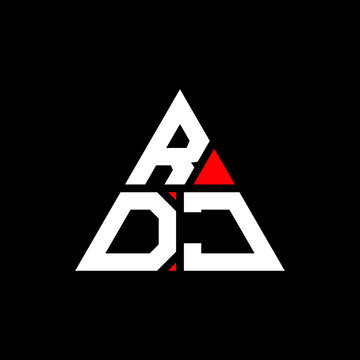 RDJ triangle letter logo design with triangle shape. RDJ triangle logo design monogram. RDJ triangle vector logo template with red color. RDJ triangular logo Simple, Elegant, and Luxurious Logo. RDJ 