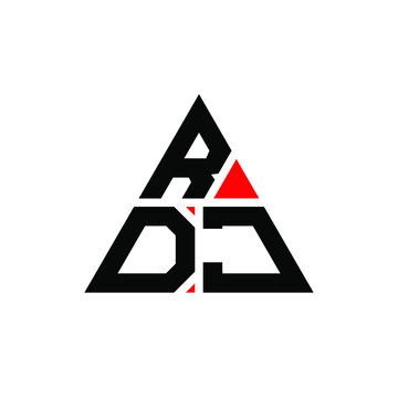 RDJ triangle letter logo design with triangle shape. RDJ triangle logo design monogram. RDJ triangle vector logo template with red color. RDJ triangular logo Simple, Elegant, and Luxurious Logo. RDJ 