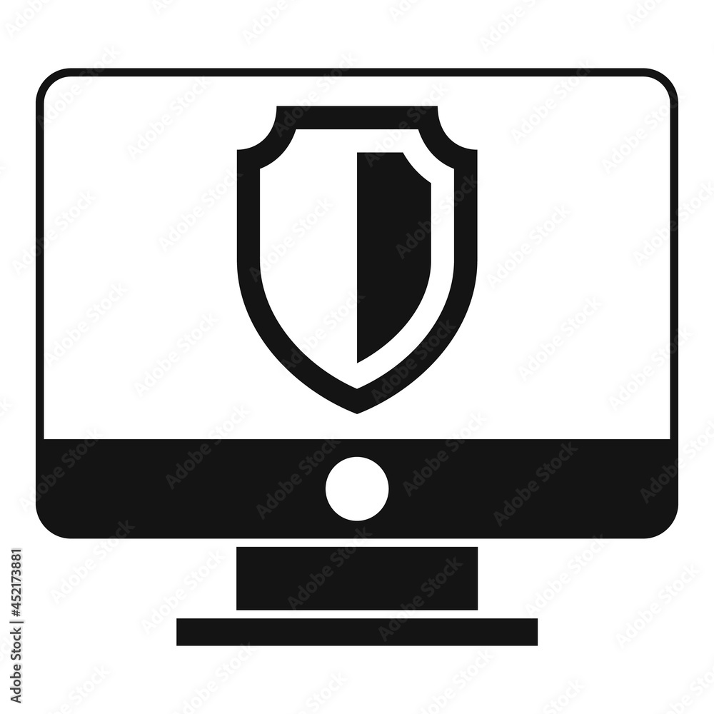 Poster pc protection icon simple vector. secure data