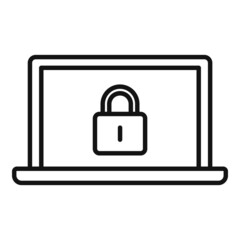 Secured laptop icon outline vector. Computer data