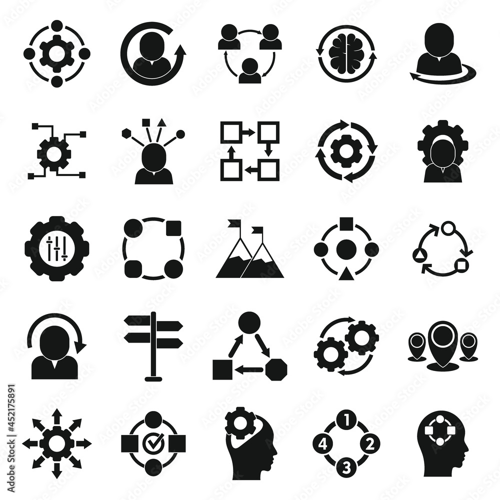 Poster adaptation icons set simple vector. change adapt