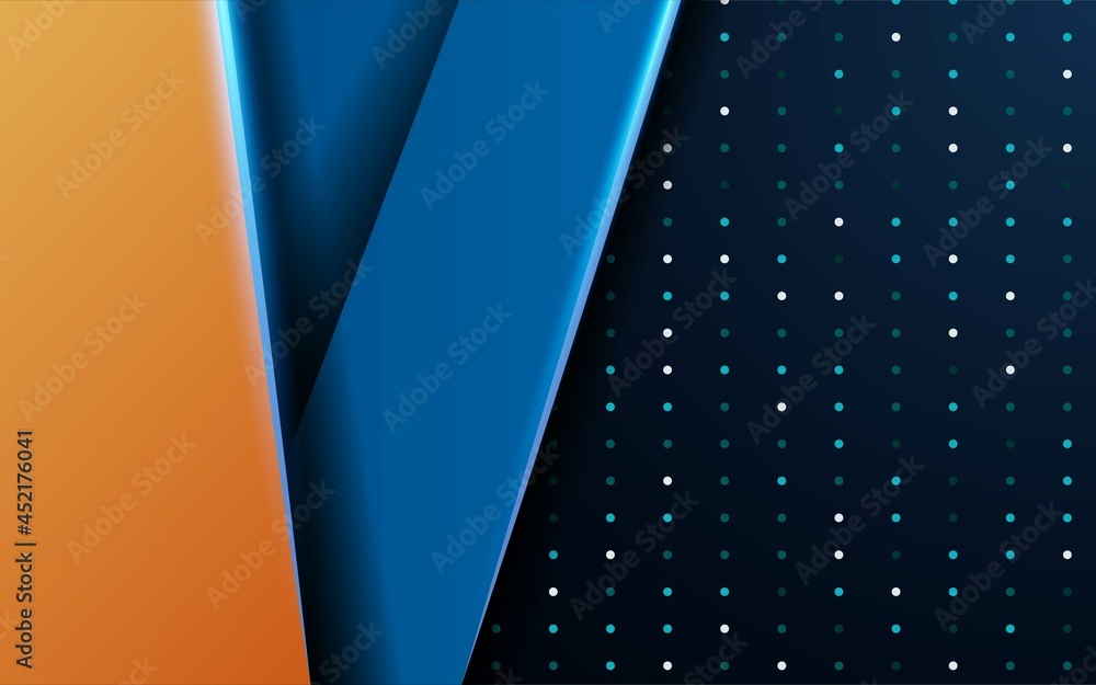 Poster modern blue background with line.overlap layers with paper effect on textured background.