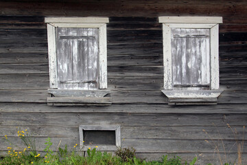 old wooden window with shutters