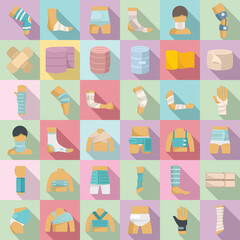 Bandage icons set flat vector. First aid