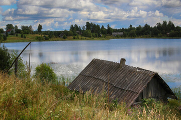 lake and village houses