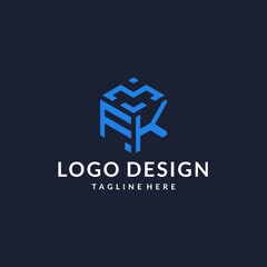 FK logo hexagon designs, best monogram initial logo with hexagonal shape design ideas
