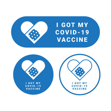 I Got My Covid-19 Vaccine Sticker Label Vector For Vaccinated Persons