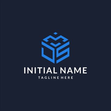 JS logo hexagon designs, best monogram initial logo with hexagonal shape design ideas