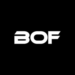 BOF letter logo design with black background in illustrator, vector logo modern alphabet font overlap style. calligraphy designs for logo, Poster, Invitation, etc.