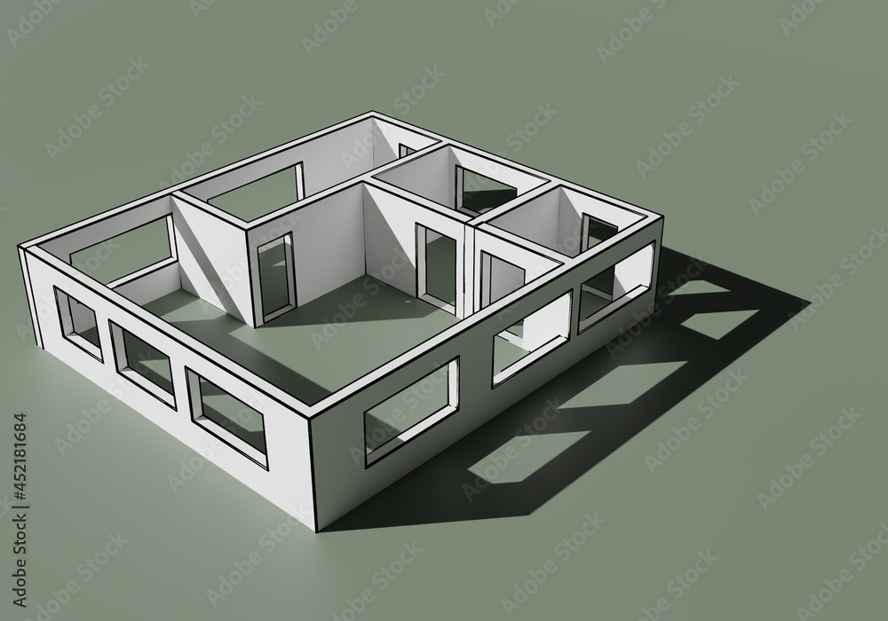 Poster architectural design. three-dimensional architectural project. concept of creating architectural des