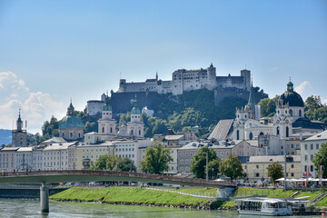 Fototapeta na wymiar Beautiful view of Festung Hohensalzburg and Salzburg skyline.