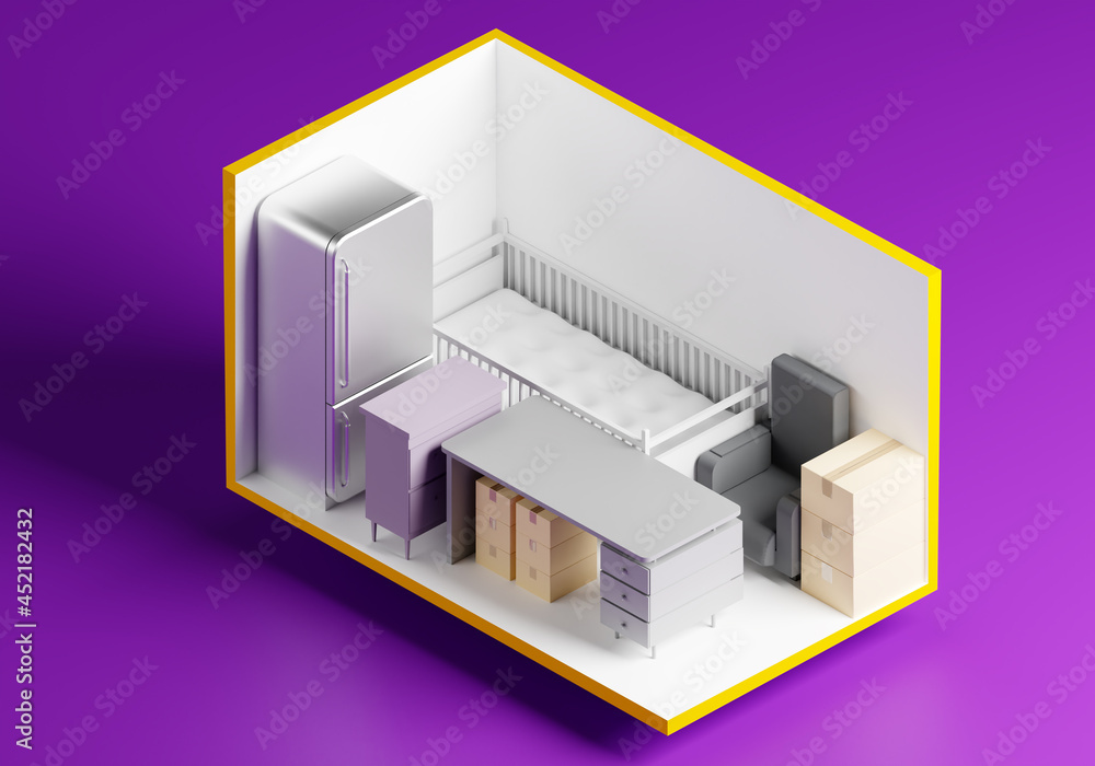 Poster rental storage units 10 by 15 feet. sectional view of storage container. demonstration capacity of s