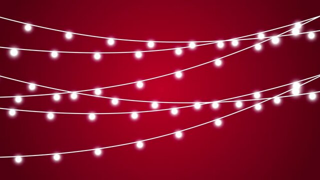 Christmas garlands. Flickering lights, flickering lights. 4K video.