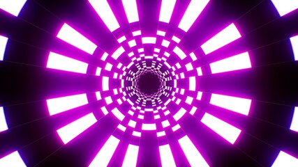 Purple Checkerboard Neon Light Tunnel Background
