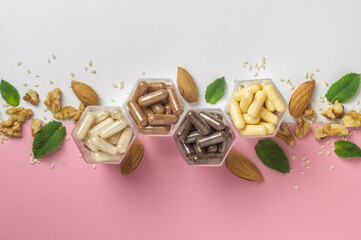 Various capsules with dietary supplements or vitamines