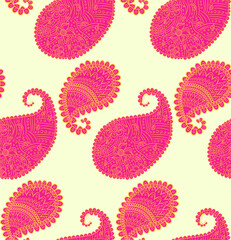 Turkish cucumber pattern in classic style. Traditional motif. Abstract retro texture. Vintage print.