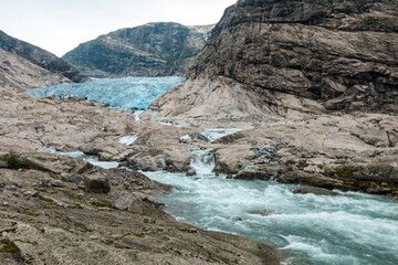 Glacial meltwater streams coming from Jostedal Glacier