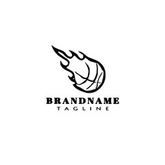 basketball on fire cartoon logo icon design black isolated vector illustration