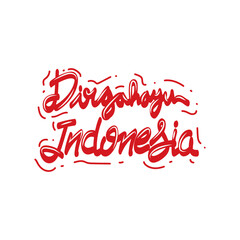 red and white independence day indonesia lettering hand drawn text
