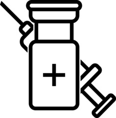 Injections line icon. Syringe, needle, medication. Treatment concept. Can be used for topics like medicine, vaccination, immunization, COVID-19 vaccination