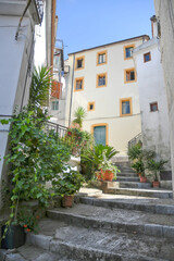 Fototapeta na wymiar A street in the historic center of Rivello, a medieval town in the Basilicata region, Italy. 