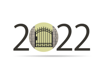 Happy new year 2022. 2022 with fence gate