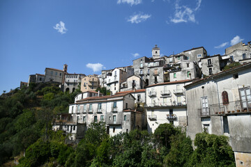Fototapeta na wymiar Panoramic view of Rivello, a medieval town in the Basilicata region, Italy. 