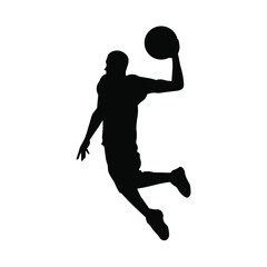 Fototapeta na wymiar Man plays basketball silhouette vector illustration