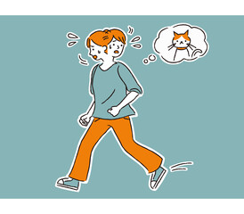 脱走した飼い猫を探す女性（シンプル）