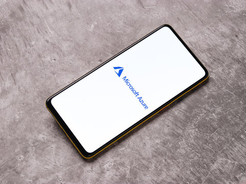 Assam, india - November 15, 2020 : Microsoft Azure logo on phone screen stock image.
