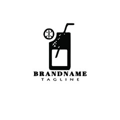 cute juice glass logo icon design template vector illustration