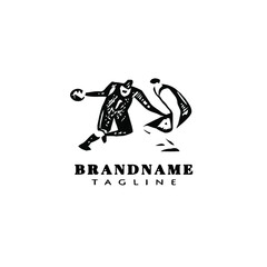 basketball player logo cartoon icon design template isolated black vector