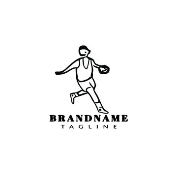 basketball player logo cartoon icon design template isolated black vector illustration