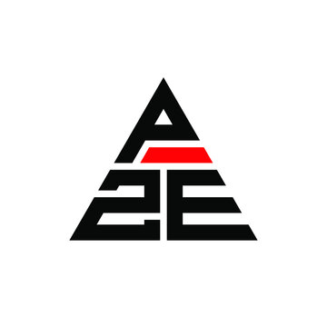 PZE triangle letter logo design with triangle shape. PZE triangle logo design monogram. PZE triangle vector logo template with red color. PZE triangular logo Simple, Elegant, and Luxurious Logo. PZE 