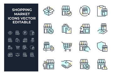 set of Shopping and Market elements symbol template for graphic and web design collection logo vector illustration