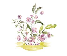 Watercolor floral bouquet illustration. Isolated on white background.