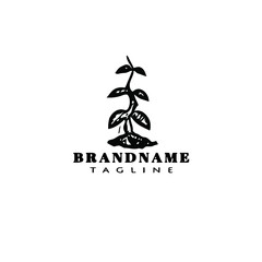 beanstalk logo cute icon design template isolated black vector illustration