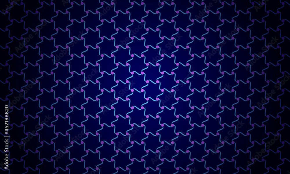 Fototapete abstract hexagonal background with lines and dots.