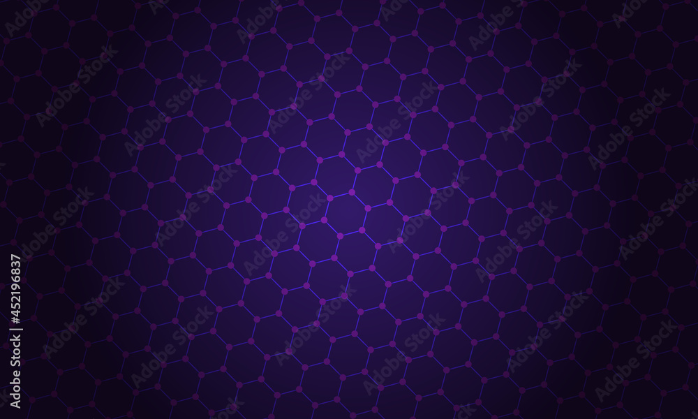 Fototapete abstract hexagonal background with lines and dots.