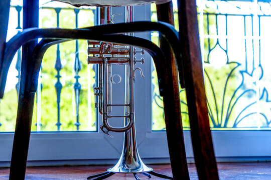 trumpet and chair