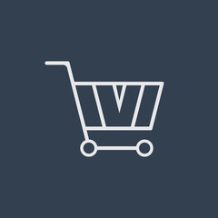 Modern Cart Icon Vector. White Shopping Cart Icon isolated on black background. Vector illustration usable for web and mobile apps. Shopping Trolley Icon Vector.