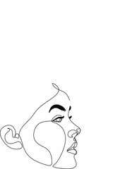 Woman face portrait line art vector. Minimalist female drawing