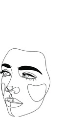 Woman face portrait line art vector. Minimalist female drawing
